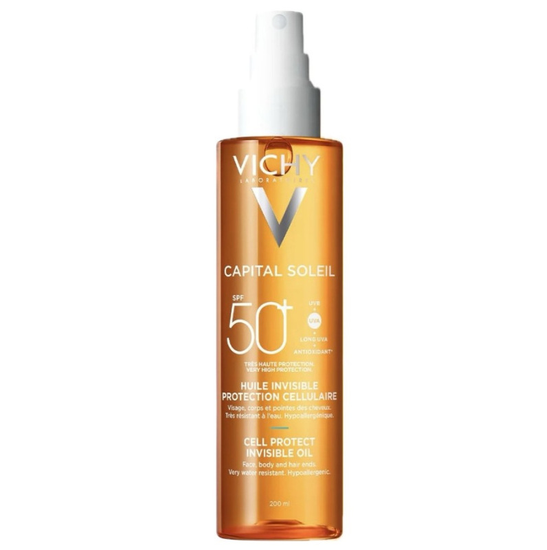 Vichy Soleil Cell Protect Oil SPF 50 200 ml, Opaľovací prípravok na telo