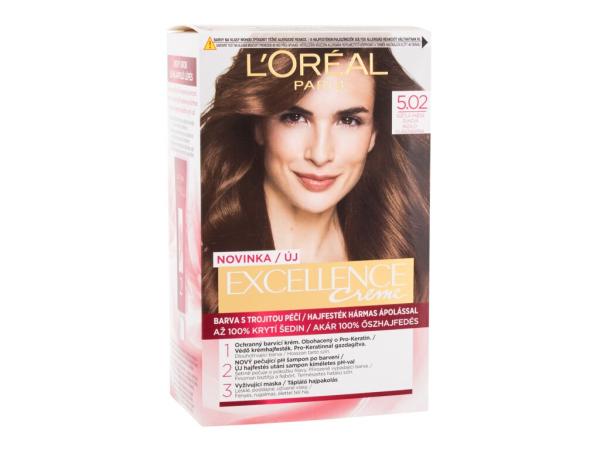 L'Oréal Paris Excellence Creme Triple Protection 5,02 Light Brown (W) 48ml, Farba na vlasy