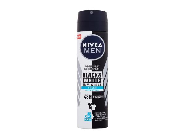 Nivea Men Invisible For Black & White Fresh (M) 150ml, Antiperspirant 48h