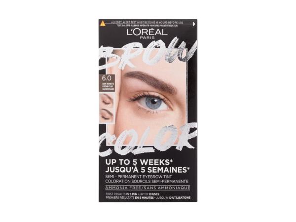 L'Oréal Paris Brow Color Semi-Permanent Eyebrow Tint 6.0 Light Brunette (W) 1ks, Farba na obočie