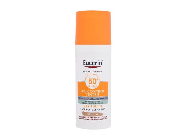 Eucerin Sun Oil Control Tinted Dry Touch Sun Gel-Cream Medium (U) 50ml, Opaľovací prípravok na tvár SPF50+