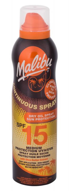Malibu Continuous Spray Dry Oil (W) 175ml, Opaľovací prípravok na telo SPF15
