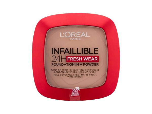 L'Oréal Paris Infaillible 24H Fresh Wear Foundation In A Powder 200 Golden Sand (W) 9g, Make-up