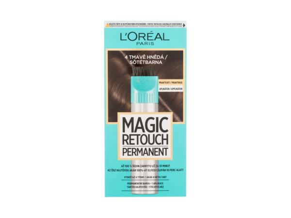 L'Oréal Paris Magic Retouch Permanent 4 Dark Brown (W) 18ml, Farba na vlasy