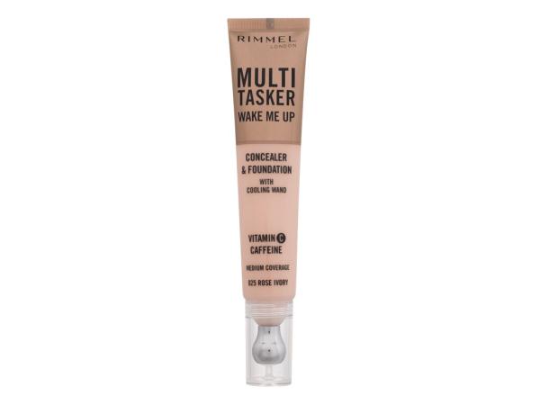 Rimmel London Multi Tasker Wake Me Up Concealer & Foundation 025 Rose Ivory (W) 20ml, Korektor