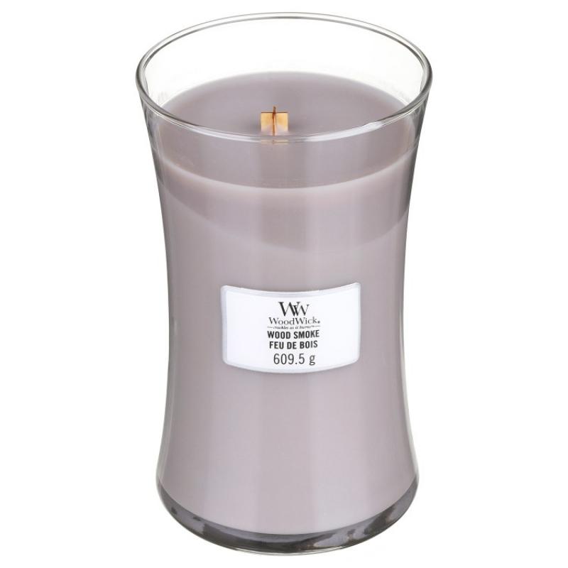 Woodwick oválna váza Wood Smoke 609,5g, Vonná sviečka