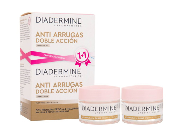 Diadermine Anti-Wrinkle Double Action Day Cream (W) 2x50ml, Denný pleťový krém