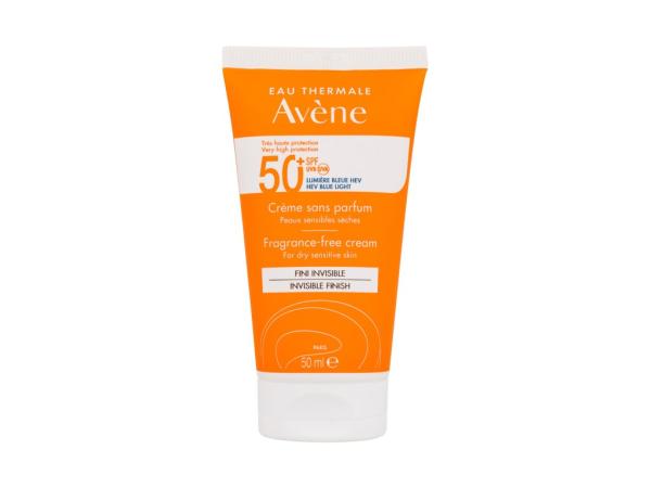 Avene Sun Cream Invisible Finish (U) 50ml, Opaľovací prípravok na tvár Fragrance-Free SPF50+