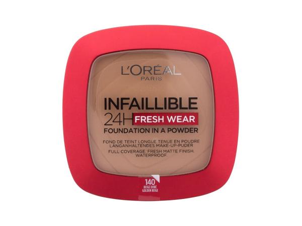 L'Oréal Paris Infaillible 24H Fresh Wear Foundation In A Powder 140 Golden Beige (W) 9g, Make-up