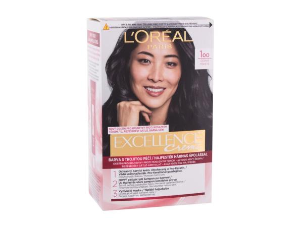 L'Oréal Paris Excellence Creme Triple Protection 100 Black (W) 48ml, Farba na vlasy