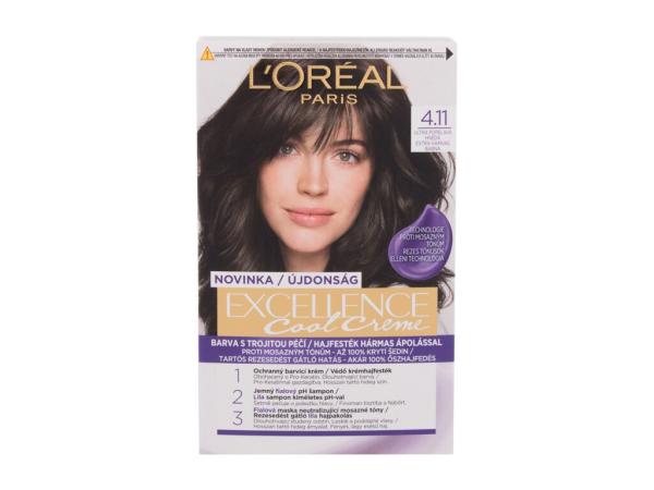 L'Oréal Paris Excellence Cool Creme 4,11 Ultra Ash Brown (W) 48ml, Farba na vlasy