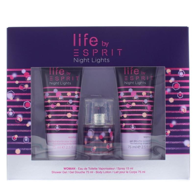 Esprit Night Lights Edt 15ml + Sprchovací gel 75ml + Telové mlieko 75ml