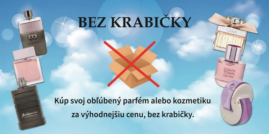 Kúp svoj obľúbený parfém alebo kozmetiku za výhodnejšiu cenu, bez krabičky. Tovar, ktorý má mierne poškodenú krabičku, no inak je plnohodnotný za zvýhodnenú cenu